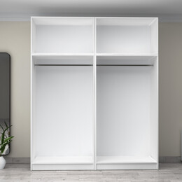 Ντουλάπα Ρούχων Victoria Megapap Τετράφυλλη με Πατάρι Χρώμα Λευκό 200x60x240εκ.