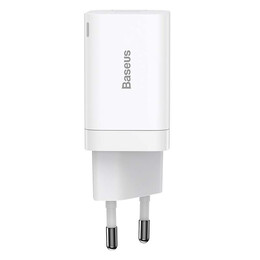Baseus Γρήγορος Φορτιστής Super si pro  usb + usb-c 30w (Λευκό)