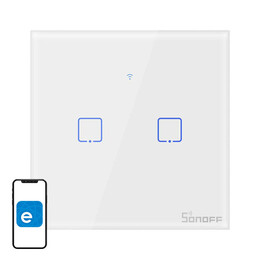 Sonoff Έξυπνος Διακόπτης Χωνευτός Wifi t0 eu tx (2 Καναλιών) (Λευκό)
