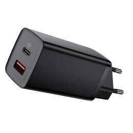 Baseus Φορτιστής Ταχείας Φόρτισης Gan2 Lite Usb+usb-c 65w eu (Μαύρο)
