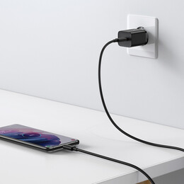 Baseus Φορτιστής Super si 1c 25w με Καλώδιο usb-c και Θύρα usb-c 1m (Μαύρο)