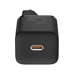 Baseus Φορτιστής Super si 1c 25w με Καλώδιο usb-c και Θύρα usb-c 1m (Μαύρο)