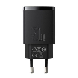 Baseus Φορτιστής Compact Quick Charger Usb, usb-c 20w (Μαύρο)