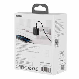 Baseus Φορτιστής Compact Quick Charger Usb, usb-c 20w (Μαύρο)