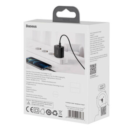 Baseus Φορτιστής Compact Quick Charger Usb, usb-c 20w (Μαύρο)