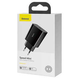 Baseus Φορτιστής Speed Mini usb-c, pd, 3a, 20w (Μαύρο)
