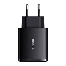 Baseus Φορτιστής Compact Quick Charger 2xusb, usb-c, pd, 3a, 30w (Μαύρο)