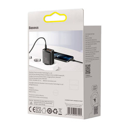 Baseus Φορτιστής Compact Quick Charger 2xusb, usb-c, pd, 3a, 30w (Μαύρο)
