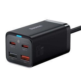 Baseus Φορτιστής Gan3 Pro, 2xusb-c, 2xusb, 65w (Μαύρο)