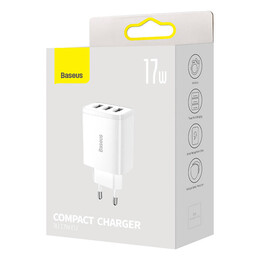 Baseus Γρήγορος Φορτιστής 3xusb 17w (Λευκό)