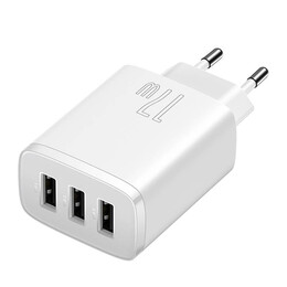 Baseus Γρήγορος Φορτιστής 3xusb 17w (Λευκό)