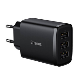 Baseus Γρήγορος Φορτιστής 3xusb 17w (Μαύρο)