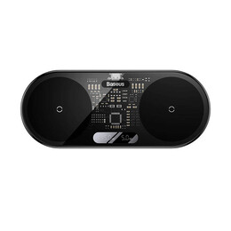 Baseus Διπλός Ασύρματος Φορτιστής qi με Ψηφιακή Οθόνη Led, 20w (Μαύρο)