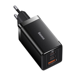 Baseus Φορτιστής Gan5 pro 2xusb-c + usb 65w (Μαύρο)