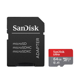 Memory Card Sandisk Ultra Android Microsdxc 64 gb 140mb/s a1 Cl.10 uhs-i + Adapter