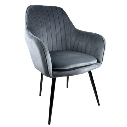 Καρέκλα Τραπεζαρίας ArteLibre MYRTLE Γκρι/Μαύρο Βελούδο/Μέταλλο 57x43x82cm