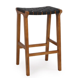 Σκαμπό Επαγγελματικό ArteLibre HELENE Καρυδί/Μαύρο Ξύλο/Δέρμα 45x38x63cm