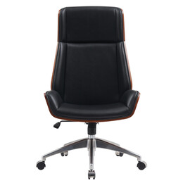 Καρέκλα Γραφείου Διευθυντή ArteLibre TITUS Μαύρο/Καφέ Ξύλο/PU/Αλουμίνιο 59x65x108.5-116.5cm