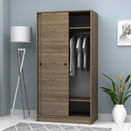 Ντουλάπα Ρούχων Misra Megapap Δίφυλλη Συρόμενη Χρώμα Καρυδί 94x52x182εκ.