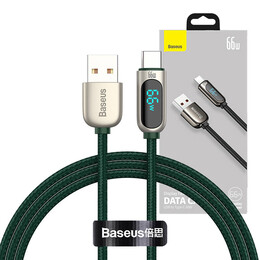 Baseus Καλώδιο usb σε usb-c με Οθόνη, 66w, 1m (Πράσινο)
