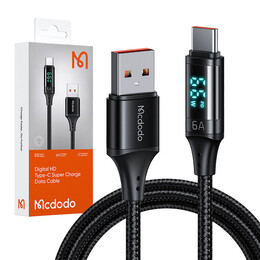 Cable usb to usb-c Mcdodo ca-1080 With Display , 66w, 6a, 1.2m (Black)