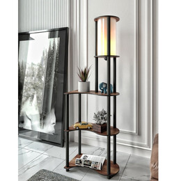 Φωτιστικό Δαπέδου Nova i Megapap mdf - pvc Ύφασμα Χρώμα Καρυδί - Μαύρο 50x30x140εκ.