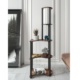 Φωτιστικό Δαπέδου Nova i Megapap mdf - pvc Ύφασμα Χρώμα Καρυδί - Μαύρο 50x30x140εκ.