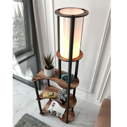 Φωτιστικό Δαπέδου Nova i Megapap mdf - pvc Ύφασμα Χρώμα Καρυδί - Μαύρο 50x30x140εκ.