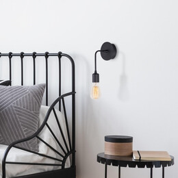 Απλίκα Τοίχου Aden Megapap e27 Μεταλλική Χρώμα Μαύρο 6x12x27εκ.