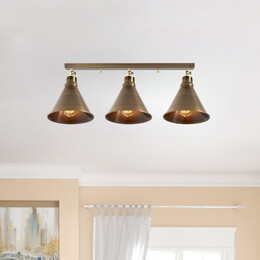 Φωτιστικό Οροφής Arden Megapap e27 Μεταλλικό Τρίφωτο Χρώμα Χρυσό Vintage 72x20x26εκ.