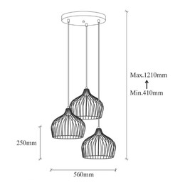 Φωτιστικό Οροφής Alvaro Megapap e27 Μεταλλικό Τρίφωτο Χρώμα Χρυσό 56x40x121εκ.