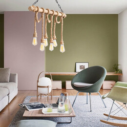 Φωτιστικό Οροφής Giza Megapap e27 Ξύλο - Σχοινί Εξάφωτο Χρώμα Φυσικό 80x8x90εκ.