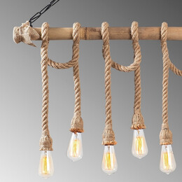 Φωτιστικό Οροφής Giza Megapap e27 Ξύλο - Σχοινί Εξάφωτο Χρώμα Φυσικό 80x8x90εκ.