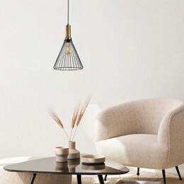 Φωτιστικό Οροφής Mentor Megapap e27 Μεταλλικό Μονόφωτο Χρώμα Μαύρο Ø24x140εκ.