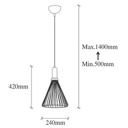 Φωτιστικό Οροφής Mentor Megapap e27 Μεταλλικό Μονόφωτο Χρώμα Μαύρο Ø24x140εκ.