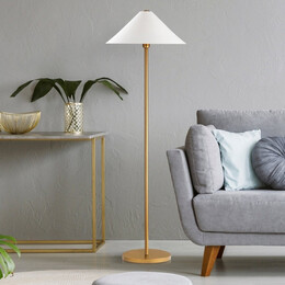 Φωτιστικό Δαπέδου Cansu Megapap e27 Μεταλλικό Χρώμα Λευκό - Χρυσό Ø46x150εκ.