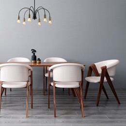 Φωτιστικό Οροφής Samba Megapap e27 Μεταλλικό Εξάφωτο Χρώμα Μαύρο Ø68x50εκ.