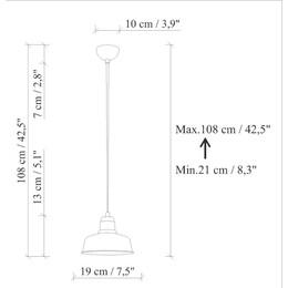 Φωτιστικό Οροφής Vinci Megapap e27 Μεταλλικό Μονόφωτο Χρώμα Χάλκινο Vintage Ø19x108εκ.