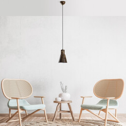 Φωτιστικό Οροφής Vinci i Megapap e27 Μεταλλικό Μονόφωτο Χρώμα Χάλκινο Vintage Ø14x114εκ.