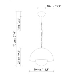 Φωτιστικό Οροφής Neptun Megapap e27 Μεταλλικό Μονόφωτο Χρώμα Πορτοκαλί Ø30x70εκ.