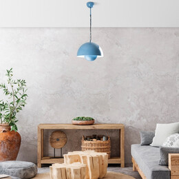 Φωτιστικό Οροφής Neptun Megapap e27 Μεταλλικό Μονόφωτο Χρώμα Γαλάζιο Ø30x70εκ.