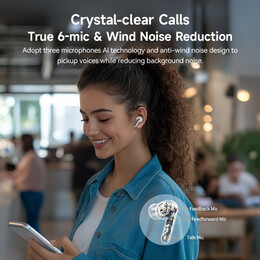 QCY Melobuds N50 ANC Black - 45db ANC TWS Semi-Ear Earbuds 6 mic ENC, IPX4 BT5.4