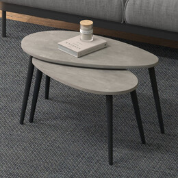 Τραπεζάκι Σαλονιού σετ 2 τμχ Spline Megapap Χρώμα Γκρι Ρετρό 80x40x46εκ.