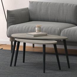 Τραπεζάκι Σαλονιού σετ 2 τμχ Spline Megapap Χρώμα Γκρι Ρετρό 80x40x46εκ.