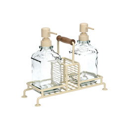 Estia Δοχεια Υγρου Πιατων Allure 2x300ml με Μεταλλικη Βαση & Θηκη για Σφουγγαρι Ivory