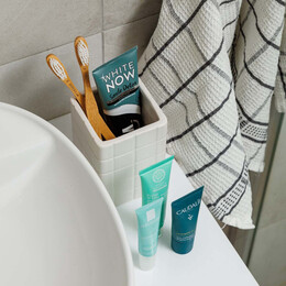 Estia Ποτηρακι Μπανιου Tiles Κεραμικο 7.5x7.5x11cm Λευκο