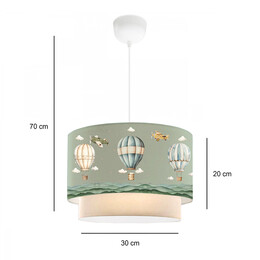 Φωτιστικό Οροφής Goofy Megapap Υφασμάτινο Μονόφωτο με Χαριτωμένα Αερόστατα 30x20x70εκ.