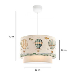 Φωτιστικό Οροφής Goofy Megapap Υφασμάτινο Μονόφωτο με Χαριτωμένα Αερόστατα 30x20x70εκ.