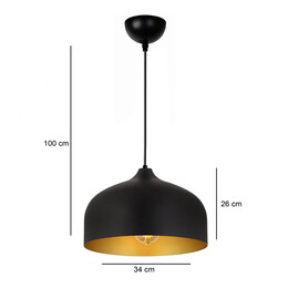 Φωτιστικό Οροφής Malvin Megapap e27 Μεταλλικό Μονόφωτο Χρώμα Μαύρο Ø34x100εκ.