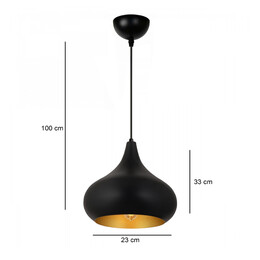 Φωτιστικό Οροφής Meril Megapap e27 Μεταλλικό Μονόφωτο Χρώμα Μαύρο Ø33x100εκ.